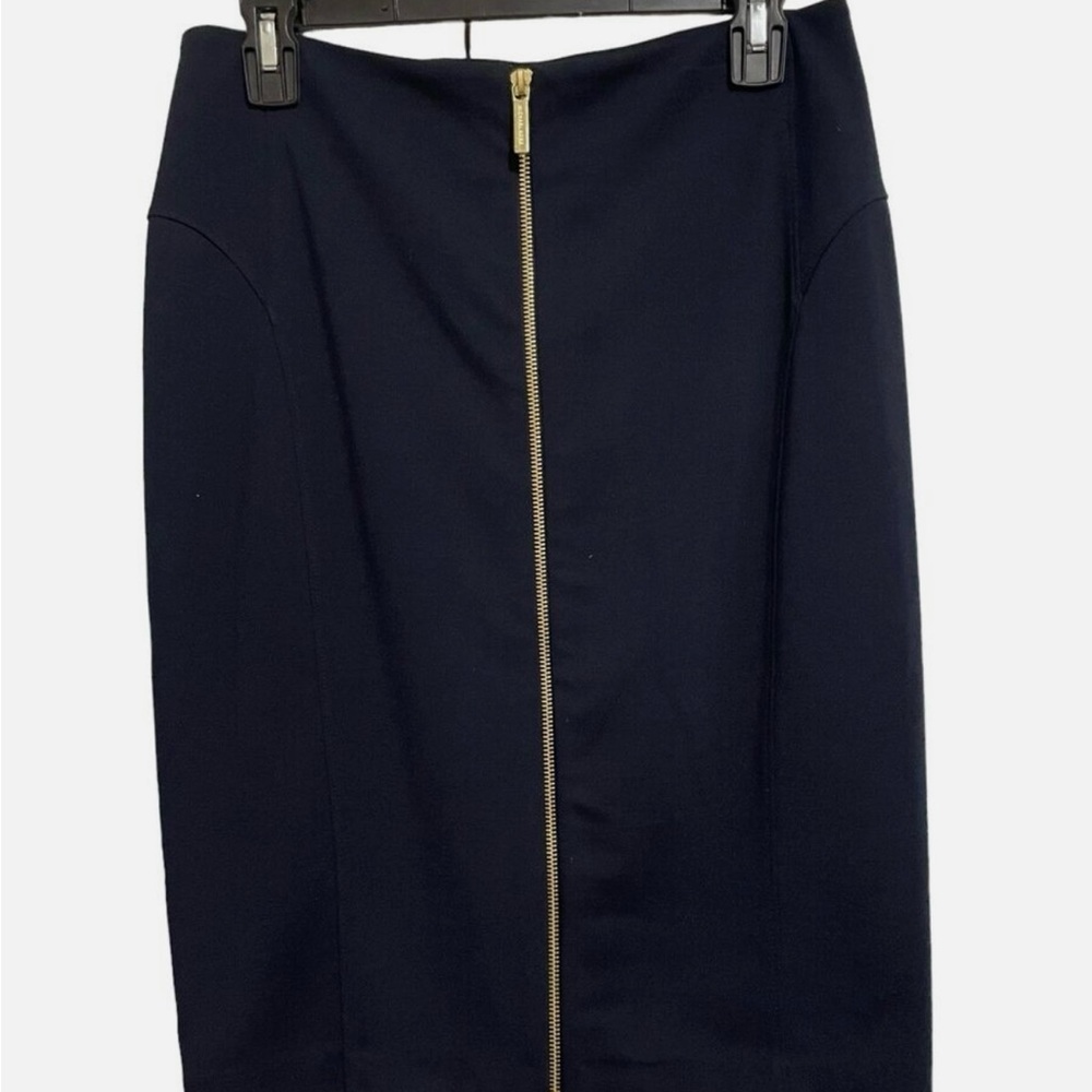 Michael Kors Navy Pencil Skirt with Gold Zipper